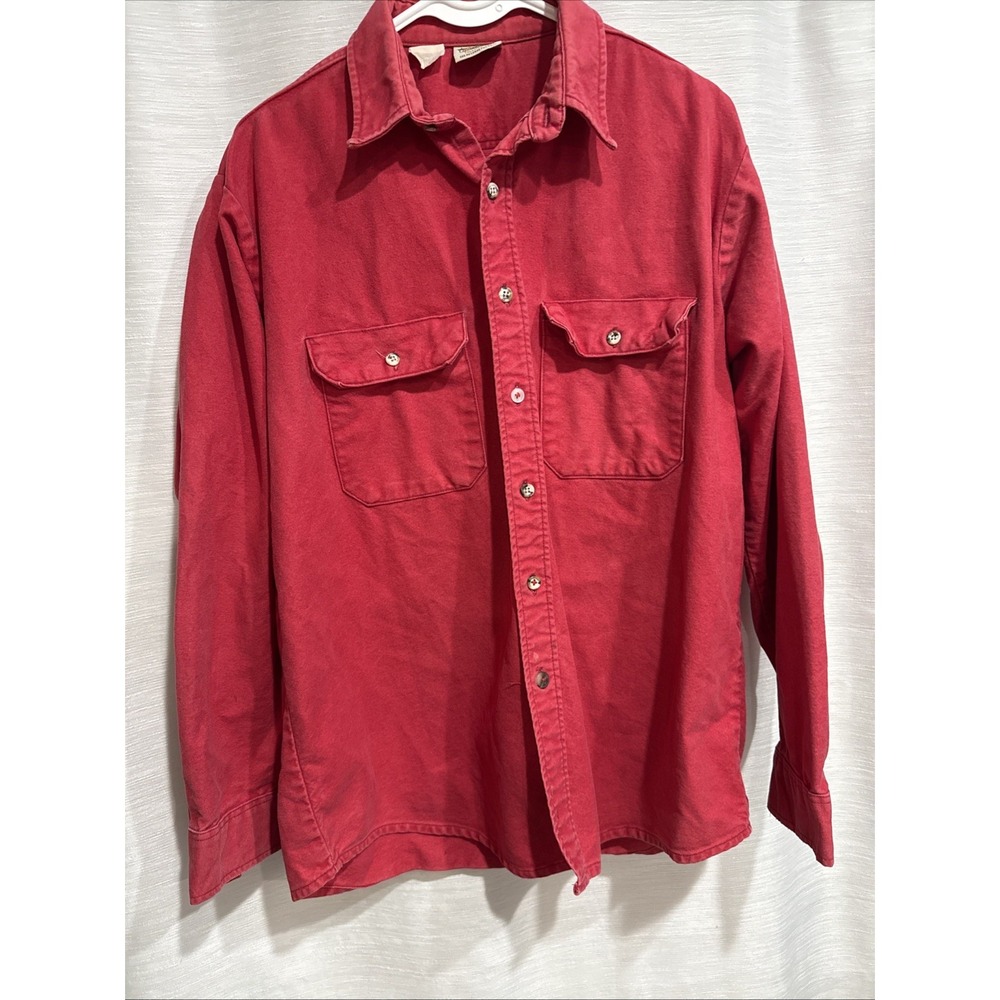 Five Brothers Flannel Shirt Size L Red Vintage Button Up Dual Pockets Mens